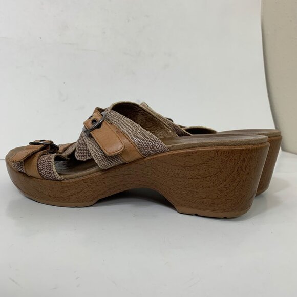 Dansko Jessie Sand Lizard Wedge Sandals Snakeskin Cognac Size 9.5 - Picture 4 of 8